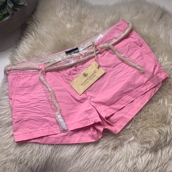 Maison Scotch mini shorts Barbie pink with rope belt size 29 - Picture 1 of 7